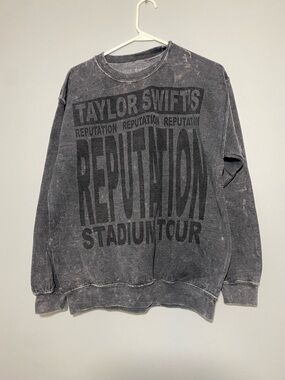 Taylor Swift Black Graphic Washed Gray Crewneck Sweater